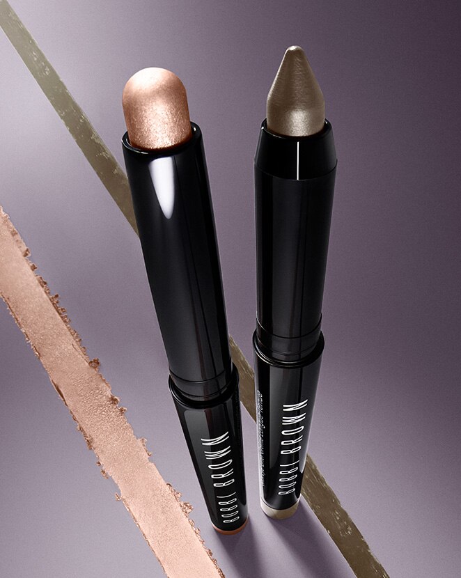 New Long-Wear Cream Shadow Stick stood next to our iconic Long-Wear Cream Shadow Stick with swatches below